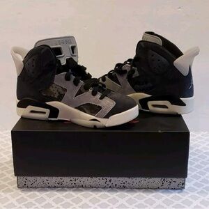 Nike Air Jordan 6 Retro Chrome Black Grey Sneakers Women Size 5.5